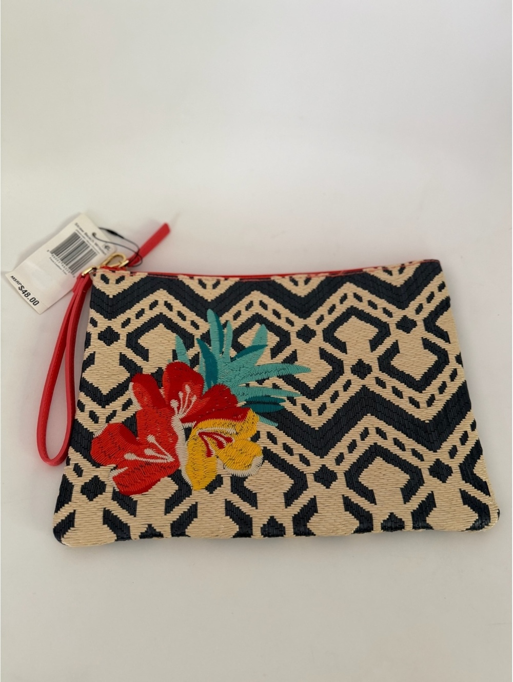 Vera Bradley Embroidered woven zip pouch clutch with wristlet NWT
